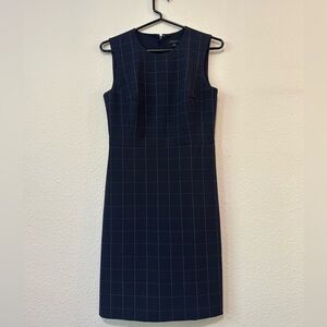 Ann Taylor Navy Windowpane Dress (Size 0)